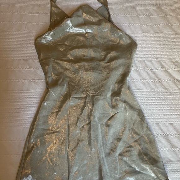 ZARA Silver Metallic Halter Mini Dress - Picture 5 of 10